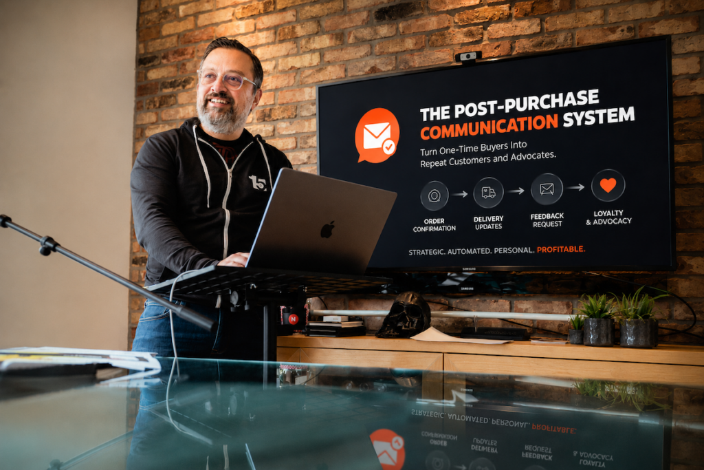 George Arabian, NVISION founder, explaining a post-purchase communication system that grows customer lifetime value