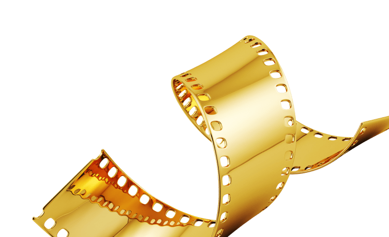 A strip of decorative golden film reel.