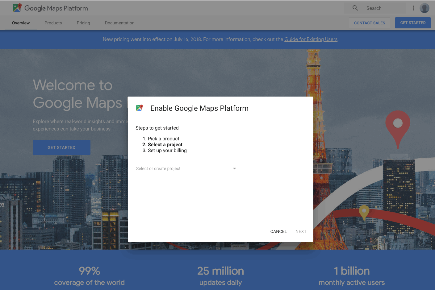 Creating a New Google Maps Project
