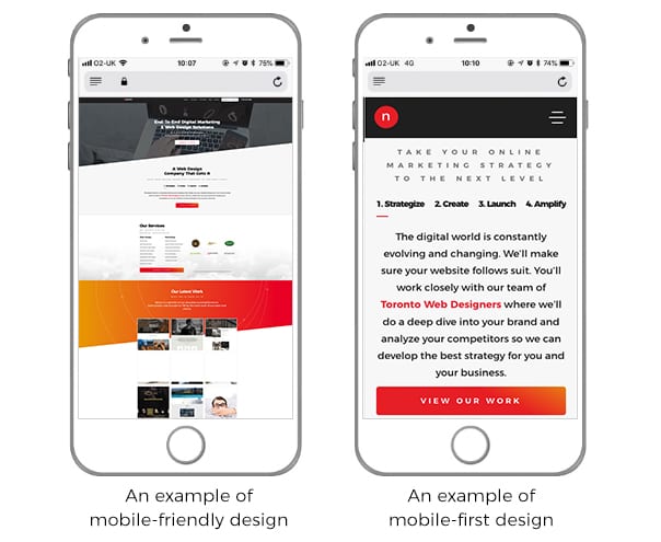 Comparison of mobile-friendly and mobile-first design | nvision