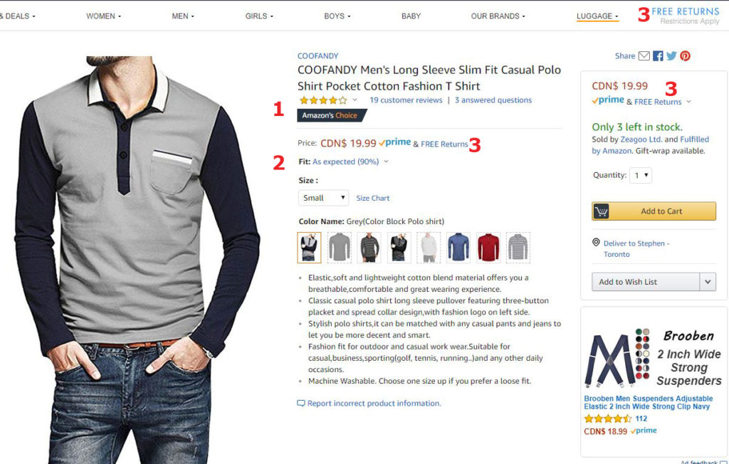 Microcopy on Amazon product page