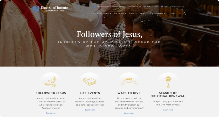 Diocese of Toronto website screenshot.