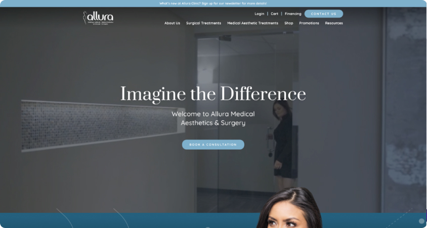 Allura Clinic website screenshot.