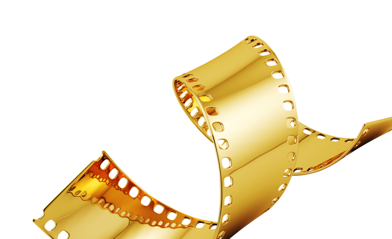 A strip of decorative golden film reel.